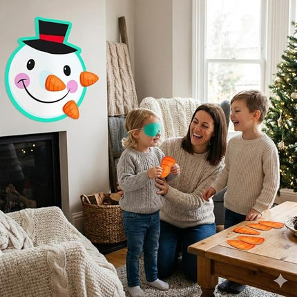 Pin The Nose on The Snowman Christmas Holiday Party Game with Blindfold & Instructions