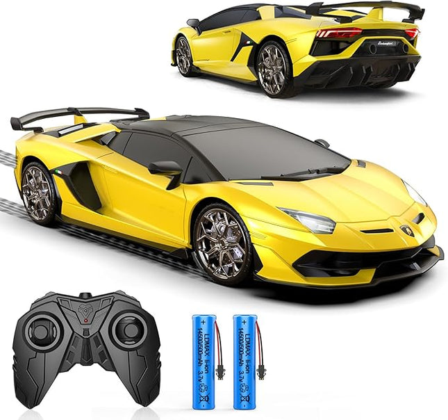 Remote Control Car for Lamborghini, Officially Licensed 1:16 Scale Lambo Hobby Rc Cars with Headlight, 2.4GHz Race Car Toys for Boy Girl 4-12 Years Old, 12Km/h, Birthday Gift