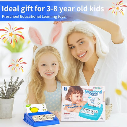 Educational Toys for Kids Ages 3-8, Matching Letter Spelling Math Game ABC Learning, Christmas Birthday Gifts Preschool& Kindergarten Kids for 3 4 5 6 7 8 Year Olds Boys and Girls Navy Blue