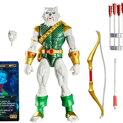 SPIDER-MAN Marvel Legends Series Magic: The Gathering Man-Wolf, 6-Inch Action Figure Toy & Exclusive Foil Collectible Card Game Trading Card