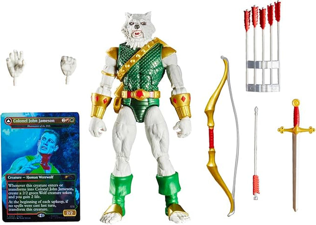 SPIDER-MAN Marvel Legends Series Magic: The Gathering Man-Wolf, 6-Inch Action Figure Toy & Exclusive Foil Collectible Card Game Trading Card