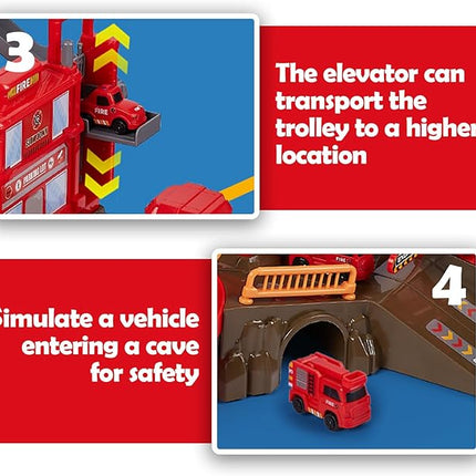 Toy Car Ramp Track, Adventure Railcar Colorful Vehicles Construction Play Set with 8 Cars Track Gifts for Kids 3+