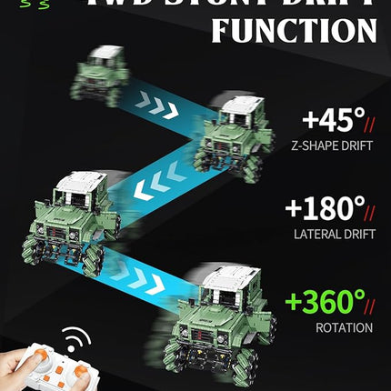 Off-Road Car Building Kits with Remote Control for Adults,Technic Pickup Truck Building Blocks Toys,STEM Engineering Gift for Mens,Boys,Kids-1670PCS(Military Green)