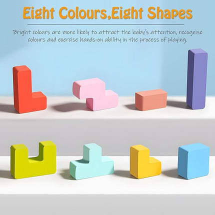 Wooden Stacking Puzzle Colorful 3D Versatile Russian Blocks for Toddlers 3-6 Years,Brain Teasers Toy Board Game Toys, Montessori Toys for 3 4 5 Year Old,Christmas Birthday Gift for Boys and Girls