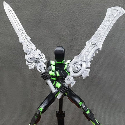 (Assembly Completed) T13 Action Figure, 5.5 Inch 3D Printed Multi-Jointed Movable Dummy 13 Toy,Dummy 13 Robot Action Figure with Lots of Weapons, Black Green