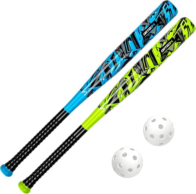 Bat & Ball Set - Graffiti Plastic Bat & Ball Homerun Set- David Ortiz Backyard Baseball Set for Youth, Kids, Teenagers, Adults (Bat & Ball Set, Blue)