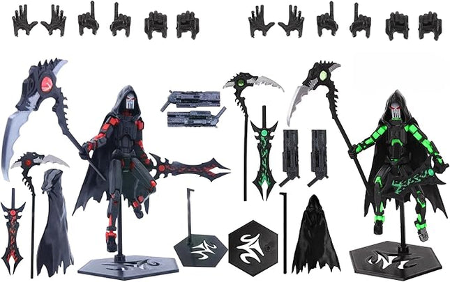 T13 Action Figure Assembly Completed, New 2Pcs Dummy 13, Lucky T13 Action Figure, 3D Printed Multi-Jointed Movable, Black Green, Black Red Devil's Scythe Action Figures