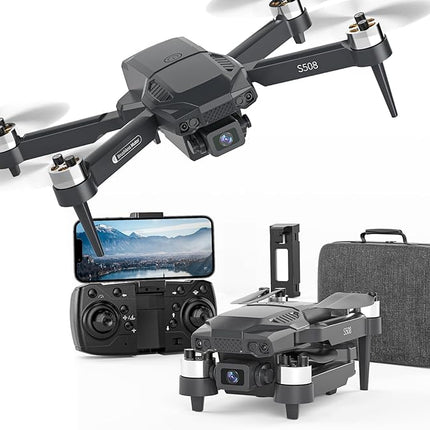 S508 Mini Drone with Camera 90°adjust, Remote Control Helicopter for Beginners, FPV RC Quadcopter with 720P Live Video Camera, Foldable Drone with Upgrade Altitude Hold, Gravity Control, Carry Case