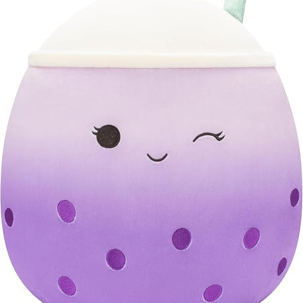 Squishmallows Original 12-Inch Poplina Purple Boba Tea with Blue Straw - Official Jazwares Plush