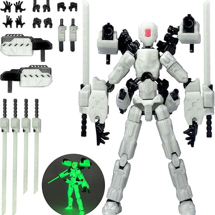 (Assembly Completed) 8 inch T13 Action Figure,T 13 Action Figure Multi-Articular Mobile Robot Nova T-13,Desktop Decorations for Game Lovers Toys (Luminous Color)