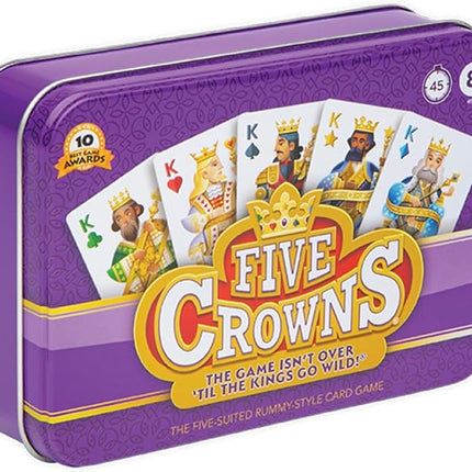 PlayMonster Five Crowns Collectible Tin – Card Game for Kids and Adults, Family Game Night, The Game isn’t Over Until the Kings Go Wild!, 5 Suited Rummy Style Card Game, 1-7 Players, Ages 8+