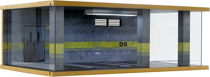 1/24 Scale Die-cast Car Diorama Display Case with Clear Acrylic Cover and LED Lighting for Diecast Model Cars, Lego Speed Champions Cars, 3 Parking Space D5 Style (1/24-3PD5)