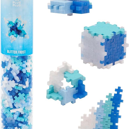 PLUS PLUS 240 Piece Interlocking Building Blocks for Kids, Open Ended Connecting Toys, STEM Bin Classroom Mini Manipulatives - Glitter Frost Mix Play Tube