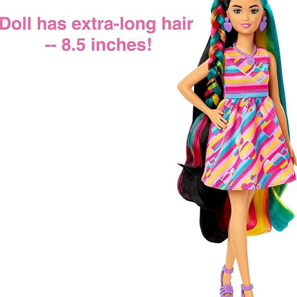Barbie Totally Hair Doll, Heart-Themed with 8.5-inch Fantasy Hair & 15 Styling Accessories (8 with Color-Change Feature)