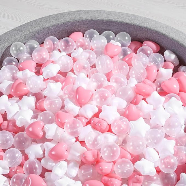 Ball Pit Balls Pack of 100 200 500 - Star and Round Set BPA Free Phthalate Free Non-Toxic Crush Proof Play Balls Soft Plastic Balls for Toddlers Baby Kids Birthday Pool Tent Party