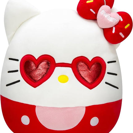 Squishmallows Hello Kitty with Red Glasses 14-Inch Plush - Sanrio Ultrasoft Stuffed Animal Large Plush Toy, Official Kellytoy Plush