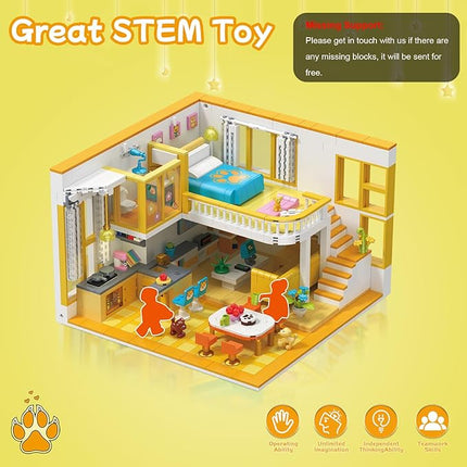 Friends House Building Block Set, Pets Collection Small Brick Model Set, Creative Mini Toy Building Sets, Children’s Day Birthday for Teens Kids Boys Girls 8+, 1048 PCS