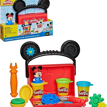 Play-Doh Disney Junior Mickey Mouse Clubhouse, On-The-Go Garage Mickey Mouse Playset, Arts & Crafts Preschool Toys for Kids 2+