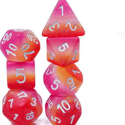 HDdais 7PCS Lesbian-Pride Polyhedral DND Dice Set, Homosexual Flag D&D Dice for RPG and Other Table Games(Matte)