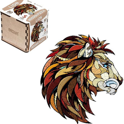 EWA Home Décor – Lion Small 80 Pieces – Wooden Jigsaw Puzzle for Adults – Perfect for Artistic Home Decoration and Mindful Relaxation