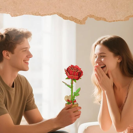 3D Red Rose Wooden Puzzles for Adults, DIY Wooden Flower Craft Kit, Artificial Flowers Model Kit to Assemble for Adults.(3.3 * 3.5 * 8.6in 73PCS)