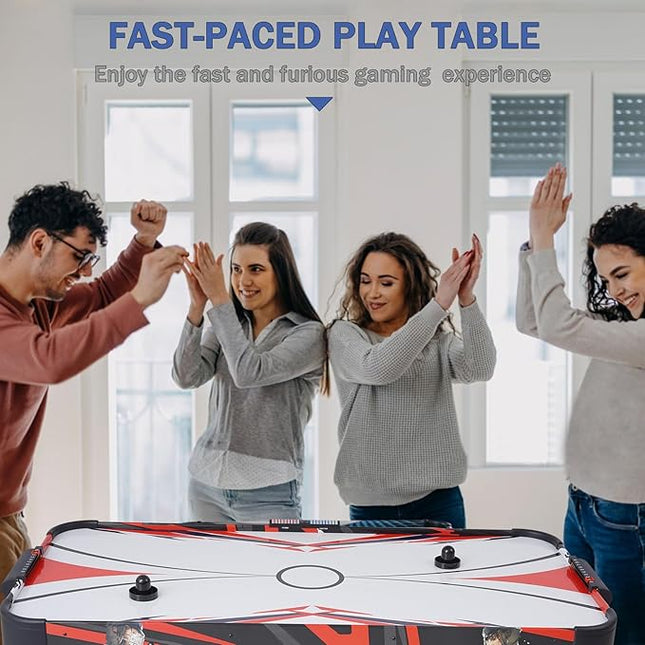 Air Hockey Table, Indoor Hockey Arcade Game Table w/2 Pucks, 2 Pushers, LED Scoreboard, Powerful 12V Motor, Perfect for Adults and Kids, Game Room, Home, Office