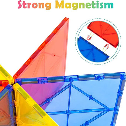 Gemmicc 6 PCS Large Magnetic Tiles,Jumbo Magnet Base Plates,STEM Magnetic Building Blocks for Kids Boys Girls
