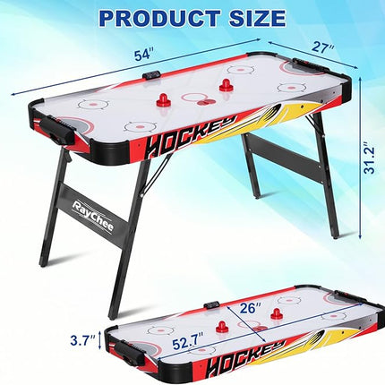 58 Inch LED Folding Air Hockey Table for Family, Foldable Sports Hockey Game Set w/2 Pucks, 2 Pushers, Powerful Motor, Hockey Table for Adults and Kids, Home Game Room