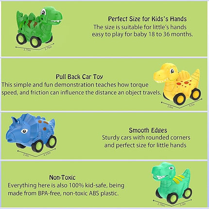 Veslier Dinosaur Car Toy for 3 4 5 Years Old Boys, Friction Power Carrier Truck with 4 Pack Small Pull Back Dino Car, Christmas Birthday Gift for 3+ Boy Girl Kids Toddlers