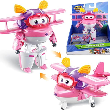 Super Wings transformable Toys, 5 in Ellie Transforming Airplane Toys, 2-in-1 Mode Action Figures, Plane to Robot, Preschool Gift transformable Figures for Boys Girls Kids Age 3 4 5 6 7 8+
