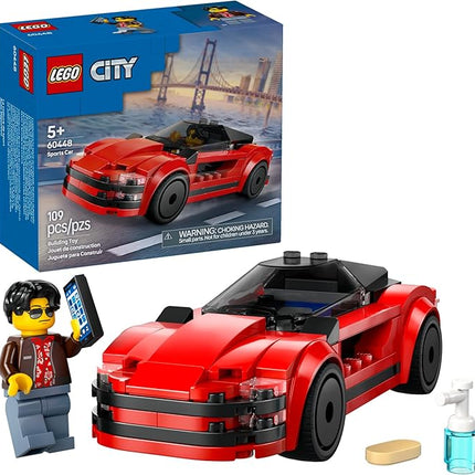 LEGO City Red Sports Car Toy - Building Toy for Kids, Boys and Girls, Ages 5+ - Educational Gift for Birthdays and Holidays - Includes Driver Minifigure and Other Accessories - 60448