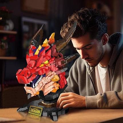 NUTCRACKER Dragon Building Set for Adult - Fire Dragon Head Toy Building Set, Animal Skeleton Fossils Home Desktop Display Model Decor, Easter Birthday Gift for Teens Boys Girls 14+ (2713 Pieces)