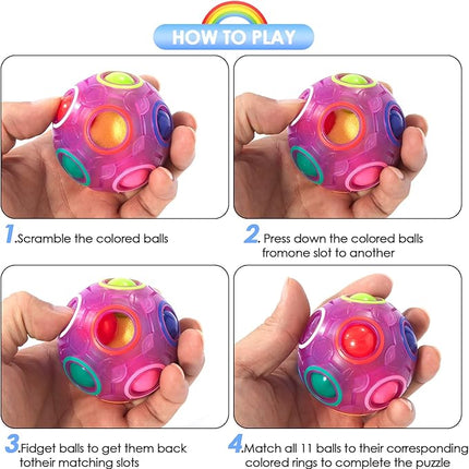 Vdealen Magic Rainbow Puzzle Ball, Fidget Ball Puzzle Brain Teaser Fidget Toy for Boys & Girls- Birthday Party Easter Valentines Christmas Stocking Stuffers for Kids Teen & Adults-2 Pack