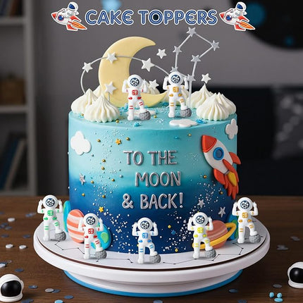 50 Pcs Mini Astronaut Figurines Astronaut Statue Space Toys for Space Cake Topper Kids Gift School Classroom Supplies Prize Piñata Goodie Bag Stuffer DIY Home Shelf Tabletop (Victory Pose)