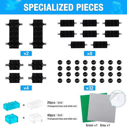 1600 Pieces Building Bricks, Building Bulk Block with 2 Packs 24x24 Studs Sticky Plate and 46PCS Wheel Accessory - Compatible with All Major Bricks, Gfits for Kid - 18 Shape/16 Color