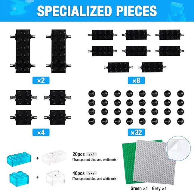 1600 Pieces Building Bricks, Building Bulk Block with 2 Packs 24x24 Studs Sticky Plate and 46PCS Wheel Accessory - Compatible with All Major Bricks, Gfits for Kid - 18 Shape/16 Color