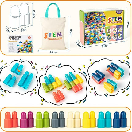 Tigerhu Kids 1120pcs Building Blocks Set Educational STEM Building Toy, Construction Block Toys Set Learning Playset Kit for Boys Girls, Child Brain Development Preschool Kindergarten Toy Age 3+