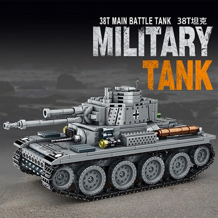 WW2 2 in 1 Army Tank Building Blocks Kit Create a German 38T & a Soviet T-34 Tank Military Toy Sets Birthday for Age 6+ Children Teens Adults 1008 Pieces