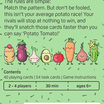 Potato Tomato • Quick Card Game for Children and Adults • Travel Game • Board Game for Families • Ages 6+ • 2-4 Players • 30 Minutes
