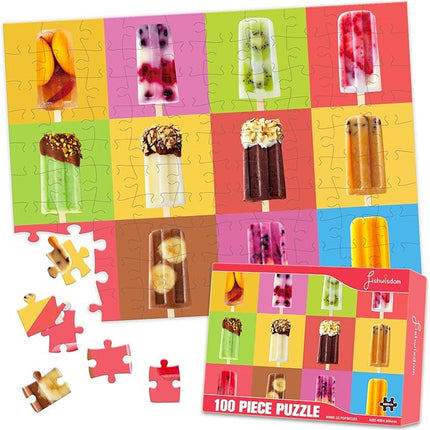 100 Piece Donuts Jigsaw Puzzle for Kids Teens Age 4-8 Gift Family Time (Popsicles)