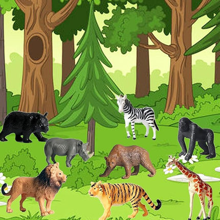 12 Pcs Figures Toys Realistic Mini Safari Zoo Animal Figurines, Plastic Learning Educational Playset Animal Themed Party Supplies Cake Topper Ornaments for Easter Egg Birthday Christmas