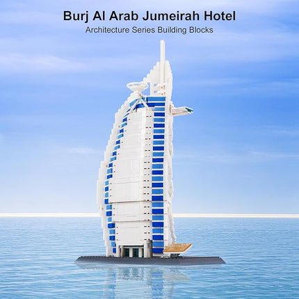Building Blocks Set, Hotel Burj Al Arab Kit Model Brick Standard Size, World Famous Architecture Model, Birthday for Adults and Children 8+ 1306 Pieces