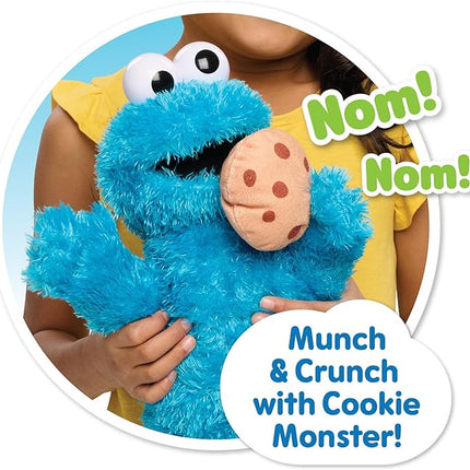Just Play Sesame Street 13.5-inch Nom Nom Cookie Monster Plush with Sounds and Motion, Blue, Kids Toys for Ages