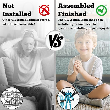 8Inch T13 Action Figure Assembly Completed, T13 Multi-Jointed Movable Robot Action Figure Set,Collectors Desktop Decorations for Game Lovers Toys (Luminous Blue)