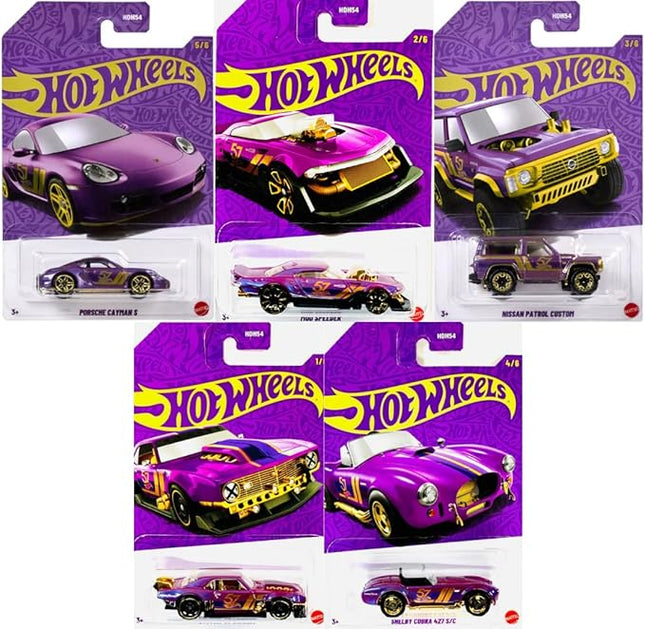 Mattel Hot Wheels Pearl & Chrome, 57th Anniversary Collection, Set of 5 Die-Cast Cars, 1:64 Scale