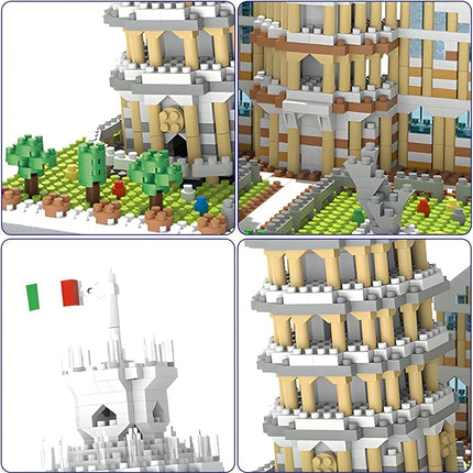 Leaning Tower of Pisa Micro Mini Building Blocks Set Italy Architecture Building Kits Famous Landmark Model Toys Gift for Adults Kids Teens 2500 PCS