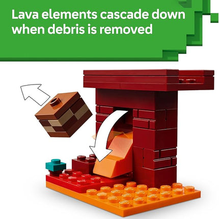 LEGO Minecraft The Nether Lava Battle Toy and Playset - Building Minecraft Toy for Kids, Ages 6+ - Alex, Wither Skeleton, Blaze and Strider Figures for Pretend Play - Gift Idea for Birthdays - 21266