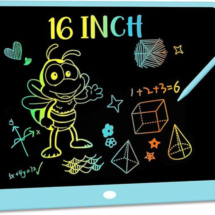 KOKODI LCD Writing Tablet, 16 Inch Colorful Doodle Board Drawing Tablet, Erasable Reusable Electronic Drawing Pads, Educational and Learning Toy for 3-6 Years Old Boy and Girls