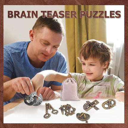 6 Pcs Brain Teaser Metal Wire Puzzles, Mind IQ Test Unlock Toy, Interlock Challenge Puzzle Game Educational Toy Gift for Boys Girls Teens Adults, #B