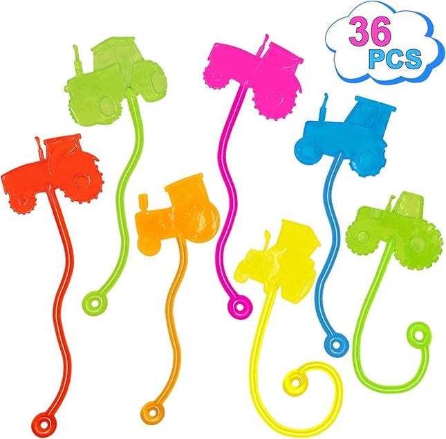 Sticky Hands Bulk 36 PCS Tractor Car Party Favors for Kids Tractors Shape Stretchy Sticky Hand Toy Goodie Bag Stuffers Fillers Treasure Box Toys for Classroom Prizes Carnival Birthday Party Supplies